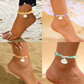 Summer Bohemian Ethnic Beach Style Natural Gravel Crystal Stone Starfish Shell Anklet Foot Chains for Women Men