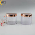 Jinte Packaging Cosmetics Container 8OZ PETG Clear or Frosted Body with Shiny Rose Gold Lids for Body Butter Jar