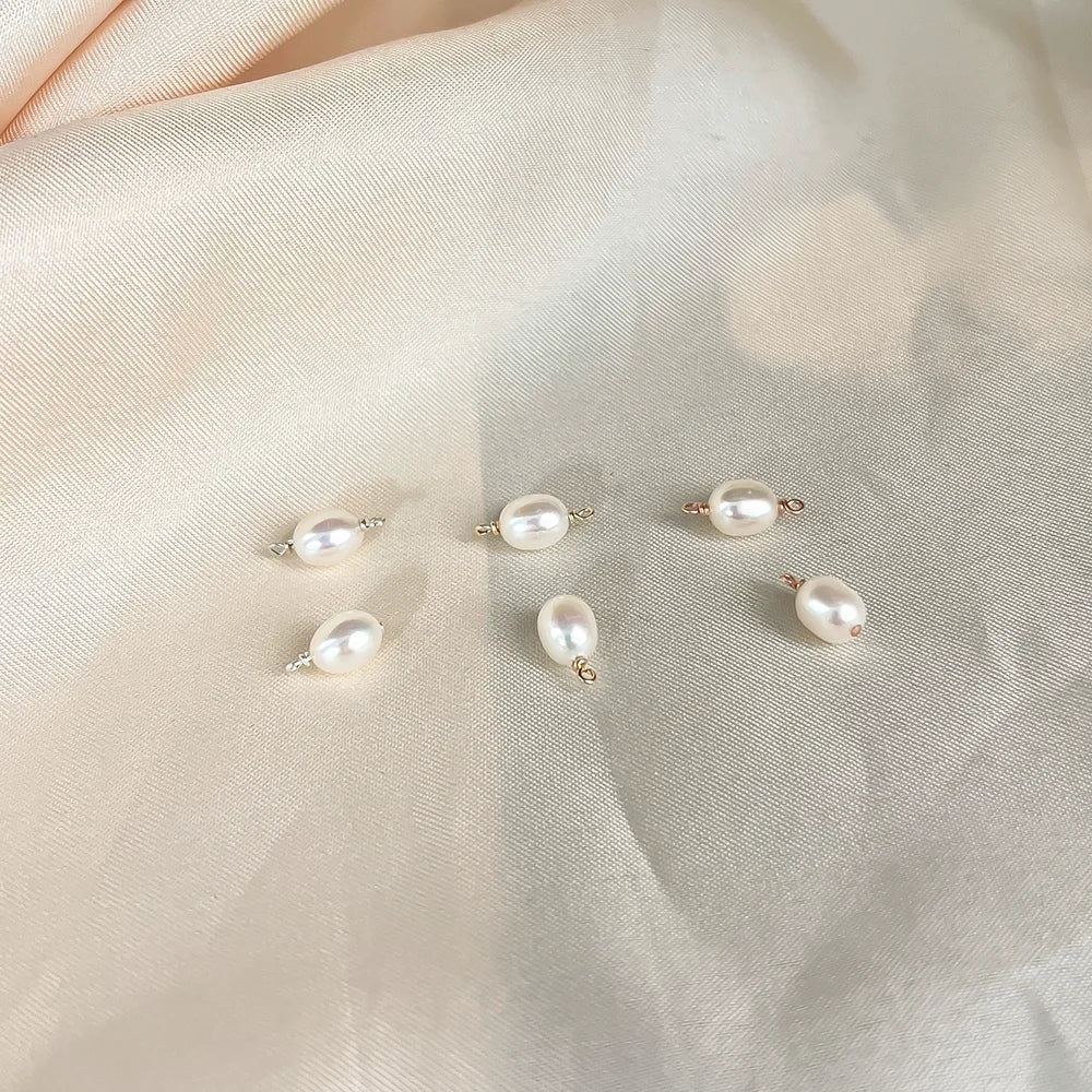 New Style 14k Gold Filled Oval Shape Freshwater Pearls Pendant for Jewelry Making Connector