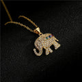 Europe Fashion Cute 18K Gold Plated Copper CZ Crystal Zircon Elephant Pendant Necklace for Women Girls
