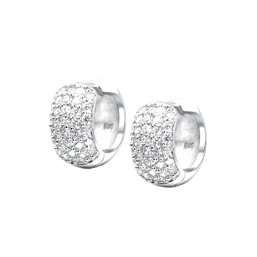 Micro Pave 18k Vintage Sterling Silver Zircon Earrings 18k Gold Plated Earring Luxury Atmosphere Personality Zircon Hoop Earring