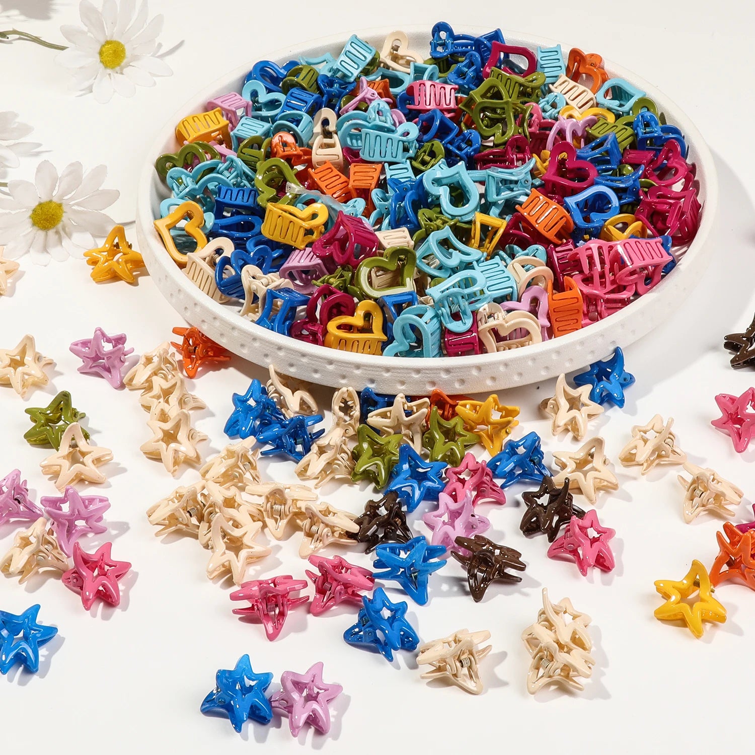 30 Pcs Retro Colorful Star Heart Small Hair Clips for Girls Hair Decorate Hairpins Barrettes Headwear Kids Hair Accessories