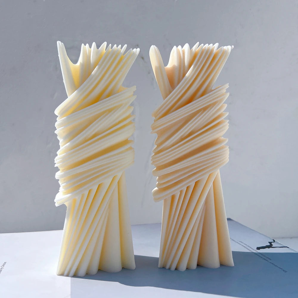 Geometric Pillar Candle Mold Abstract Silicone Mould Decorative Striped Soy Wax Mold