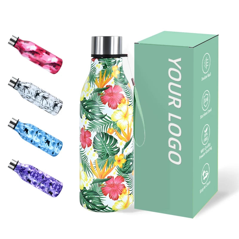 Custom logo 550ml Thermal Insulated Sports Gym Flask Double Walled Cola Shape Stainless Steel Water Bottle Metal Sports Bottle