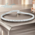 Silver 925 Original Brilliant Cut Diamond Test Past 3mm D Color VVS1 Moissanite Tennis Bracelet Adjustable Chain Fine Jewelry