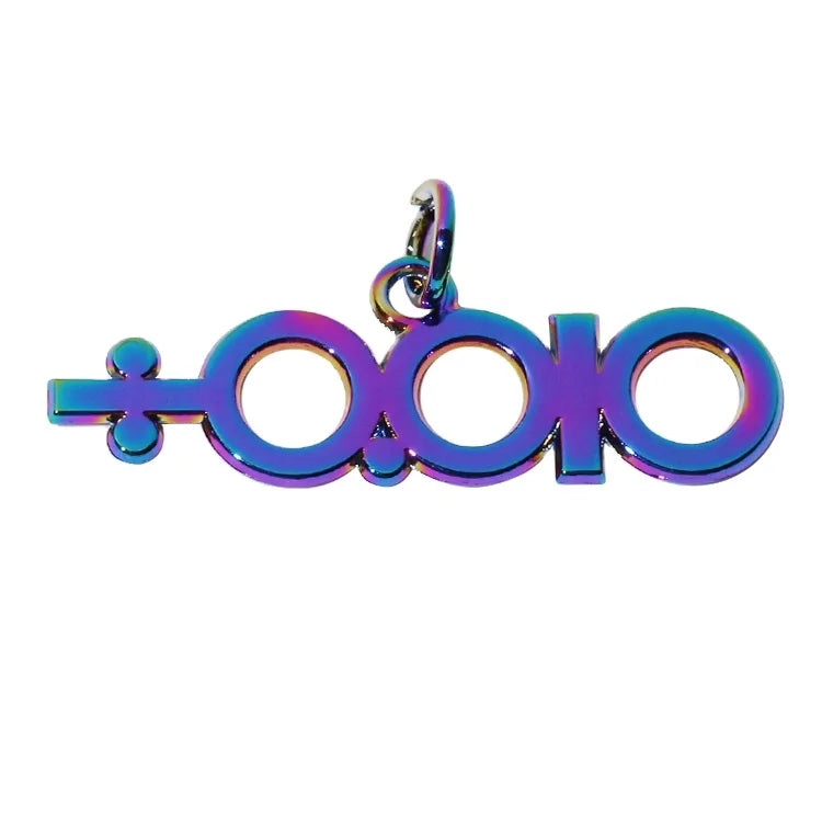 New Arrival Custom Hollow logo Jewelry Accessory Charms rainbow Color Car Key Chain Metal Pendant Tags