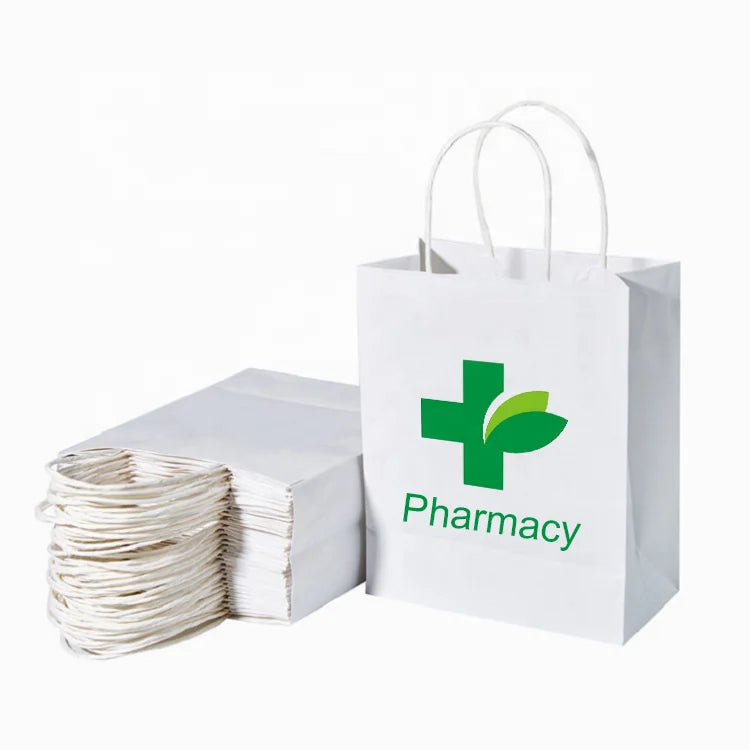 2024 Food Grade Packaging Kraft Paper Medicine Hospital Pharmacy RX Bag