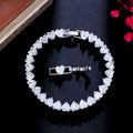 Dainty Cubic Zirconia Heart Tennis Bracelet Silver Plated CZ Heart Link Bracelet for Women Wedding Bridal Jewelry Valentine Gift