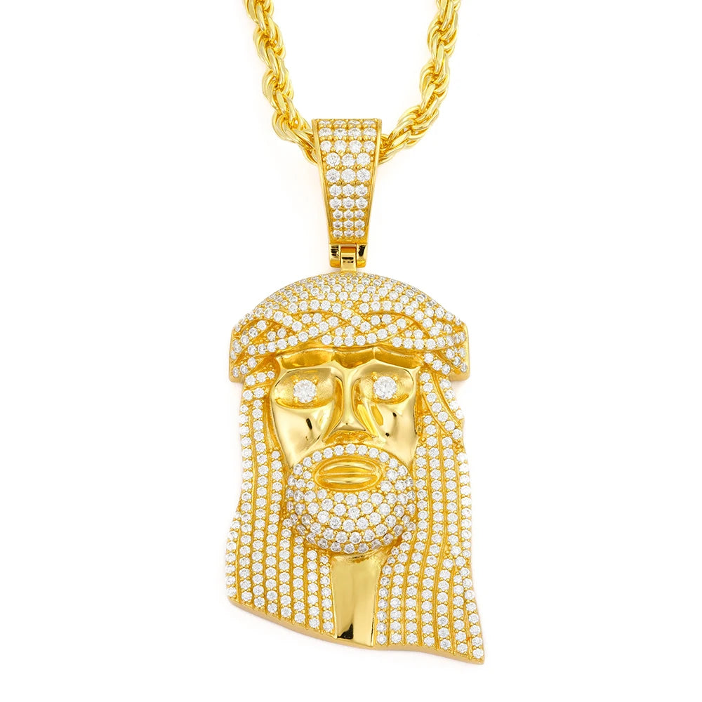 Iced Out Jesus Pendant Moissanite Micro Pave 925 Silver Gold Plated Bling Hip Hop Jewelry Moissanite Iced Out Jewelry