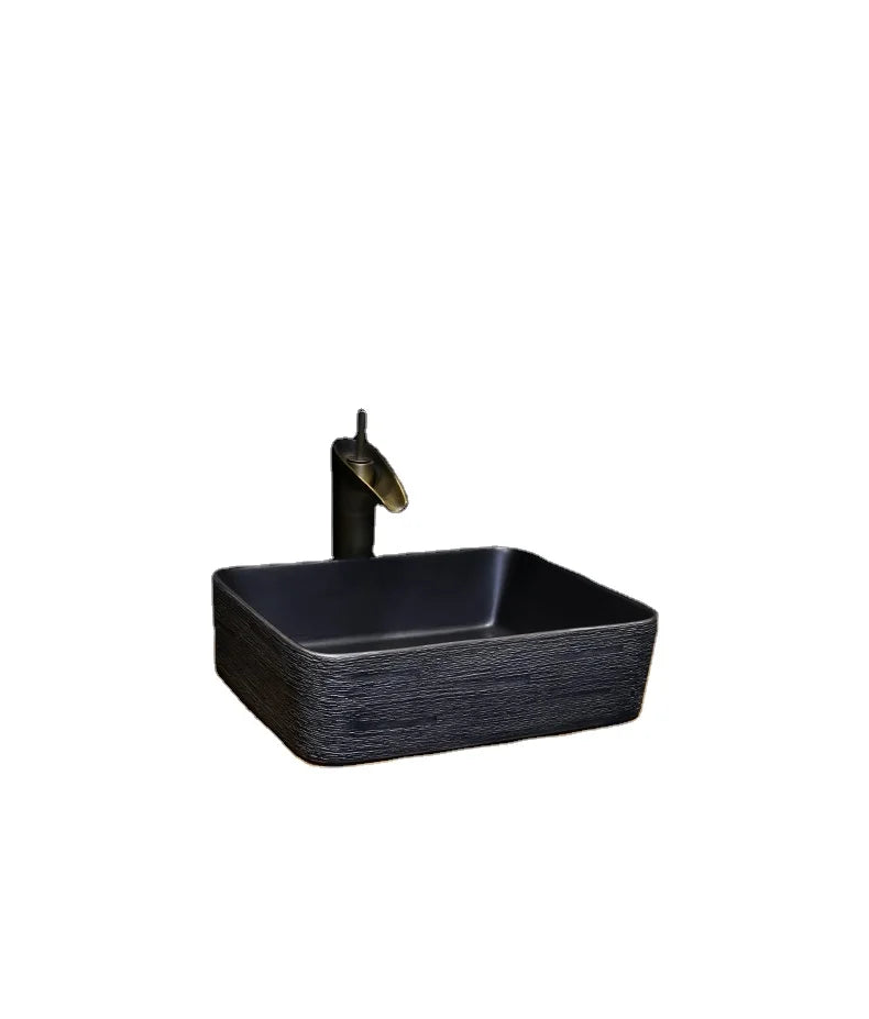 Modern Rectangle Grey Ceramic Wash Basin With Mount Installation Bathroom Kitchen Decorative Sinks Bowls Porcelain Stone Sinks