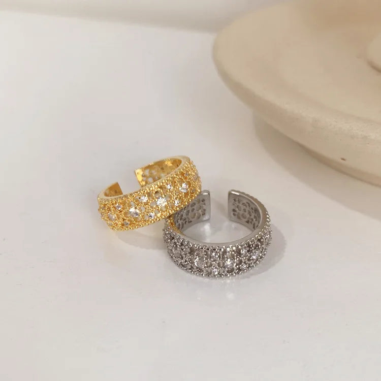 American Wholesale Retro Gold Plated Finger Rings Fashion Micro Zircon CZ Open Rings Jewelry for Women