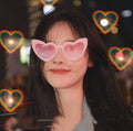 Flower Colorful Sun Protection Peach Heart Eyewear Glitter Crystal Sunglasses Peach Heart Shaped Effect Diffraction Glasses