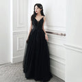 Women Party Suspenders Sleeveless Black Elegant Maxi Evening Prom Dresses