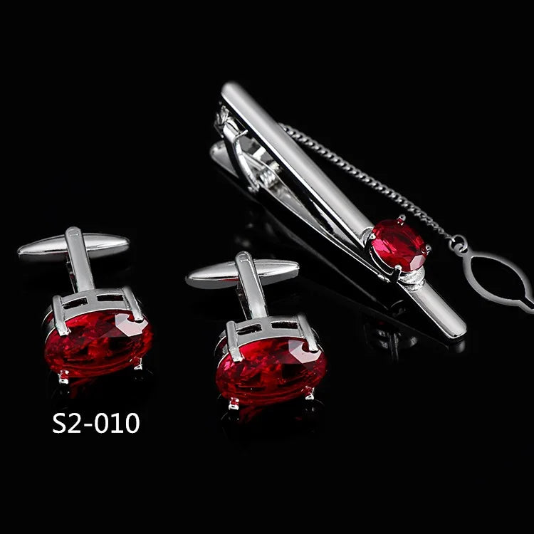 Factory Luxury Custom Mens Cuff Links Cufflinks With Tie Clip Set for Business Shirt Suit Necktie Clip Pins Wedding Cuffs Button