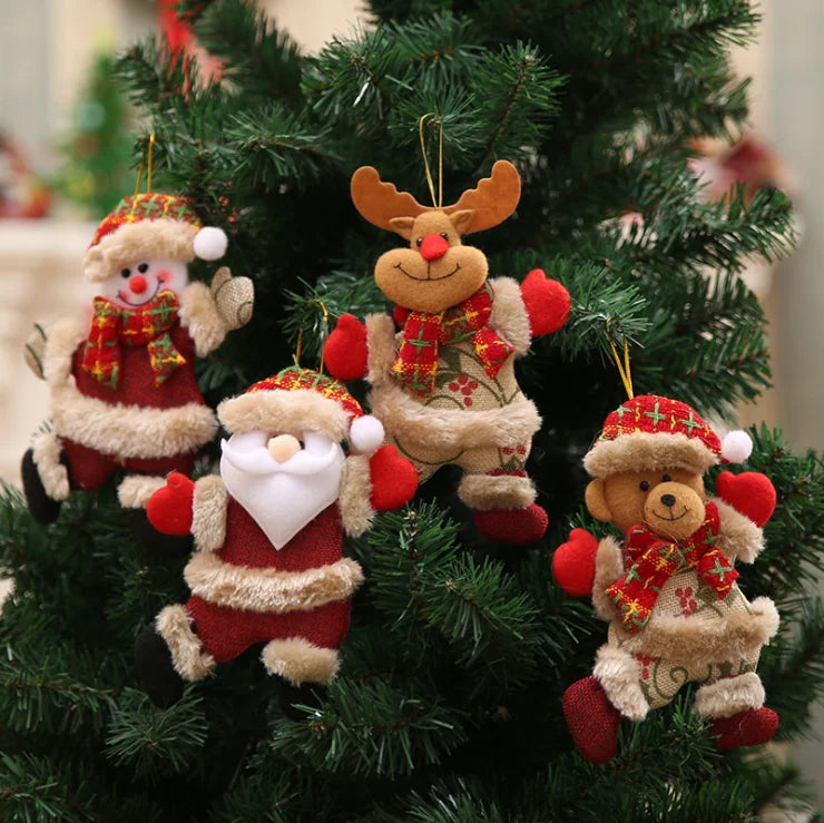 Plush Hanging Christmas Ornament Christmas Tree Doll Snowman Reindeer Bear Santa Claus Doll New Year Gift Christmas Decoration