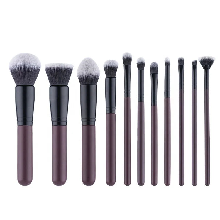 Wholesale Makeup Brush Private Label 11pcs Face Eye Soft Dense Synthetic Hair Wood Handle Makeup Brushes Set