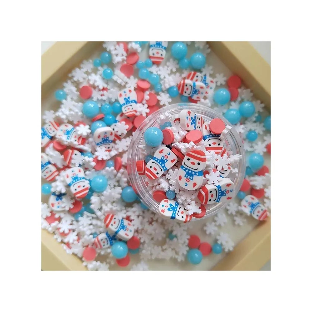 New Year Polymer Clay Slices Nail Beauty Decor Christmas Holiday Snowman Snowflake Sprinkle Fit Slime Charms