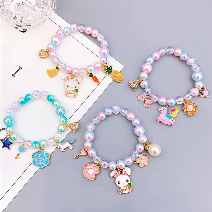 High Quality Children's Pearl Bracelet Cute Little Animal Decoration Beaded Bracelet for Little Girls