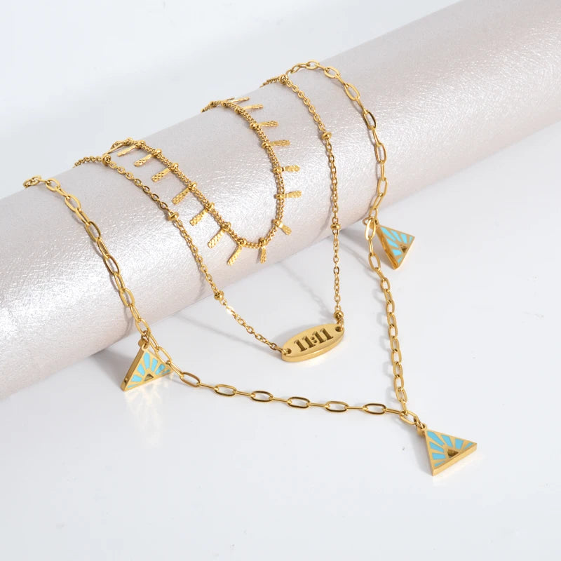 Fashion Jewelry Simple Luxury Pendant Silver Stainless Steel 18k Gold Plated Necklace Women