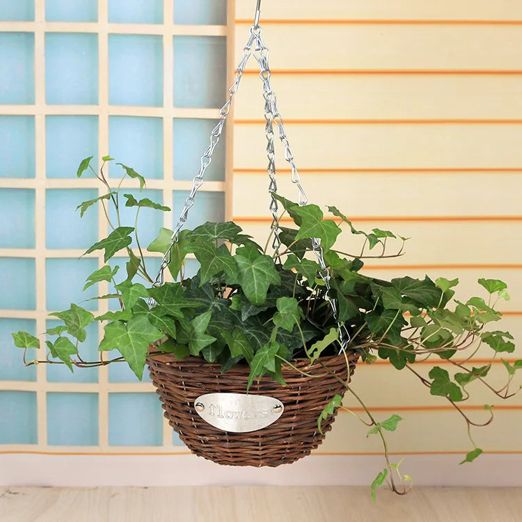 Natural Wicker Hanging Basket Planters for Indoor and Outdoor Use