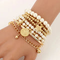 Fashion Gold Color Beads Pearl Star Multilayered Beads Bracelets for Women