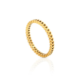Chris April Gold Plated 316L Stainless Steel Cute Hollow-out Hearts Pinky Rings for Women
