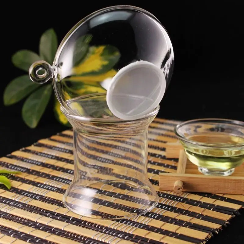 Customized Portable Heat Cold Resistant Clear High Borosilicate Kungfu Tea Set Sturdy Handmade Glass Tea Infuser Mesh Filter
