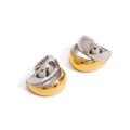 N&S 18K Gold Stainless Steel High-End Fashion Two-Tone Double-Layer Hollow Ear Cuffs Clip-on Pair of Earrings