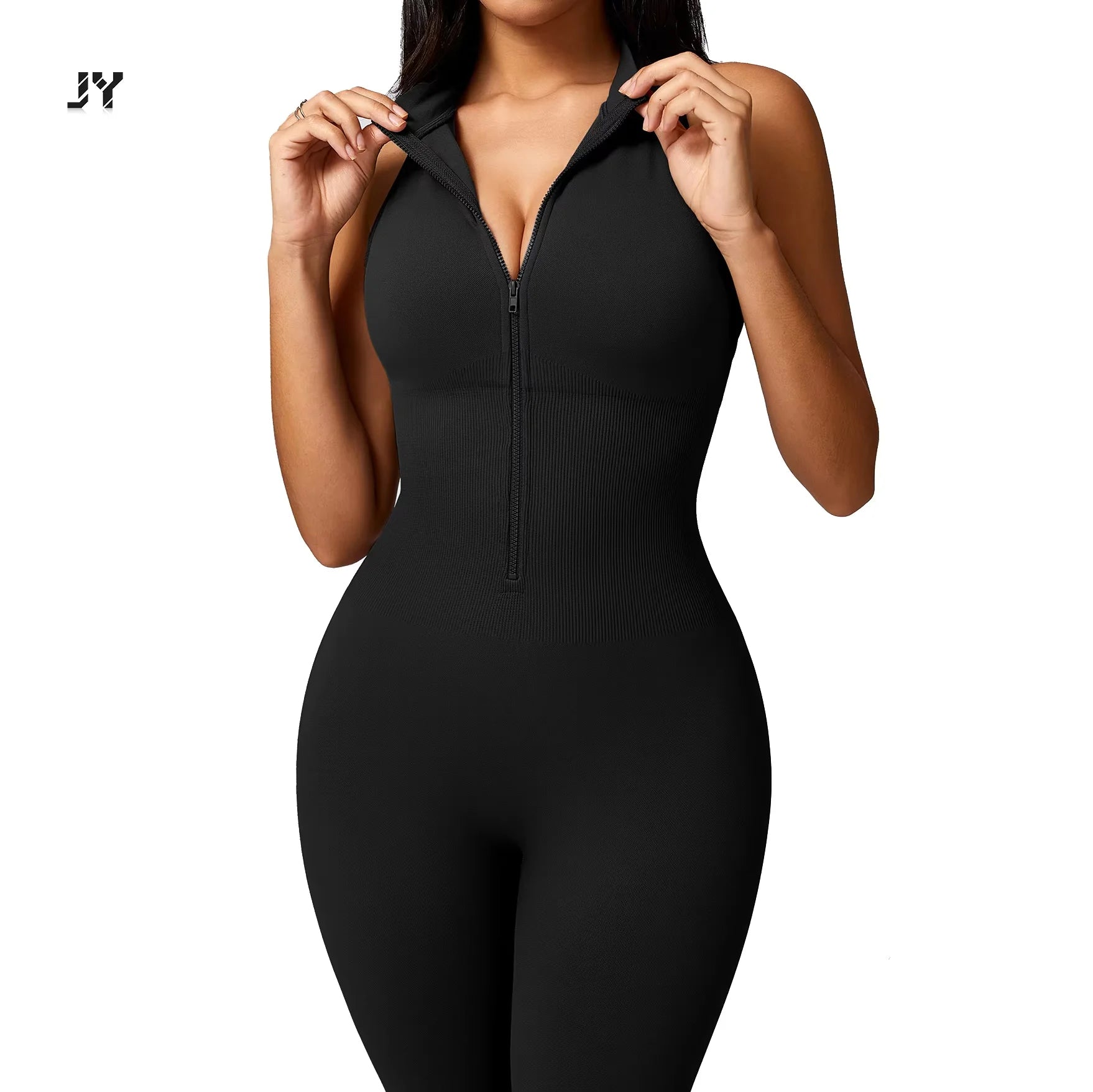 Joyyoung Women Compression Quick Dry Tummy Control Ribbed Scrunch Back Seamless Jumpsuit
