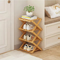 Bamboo Foldable Shoes Rack Organizer Free Standing Shelf Storage Organizer Entrance Shoe Rack