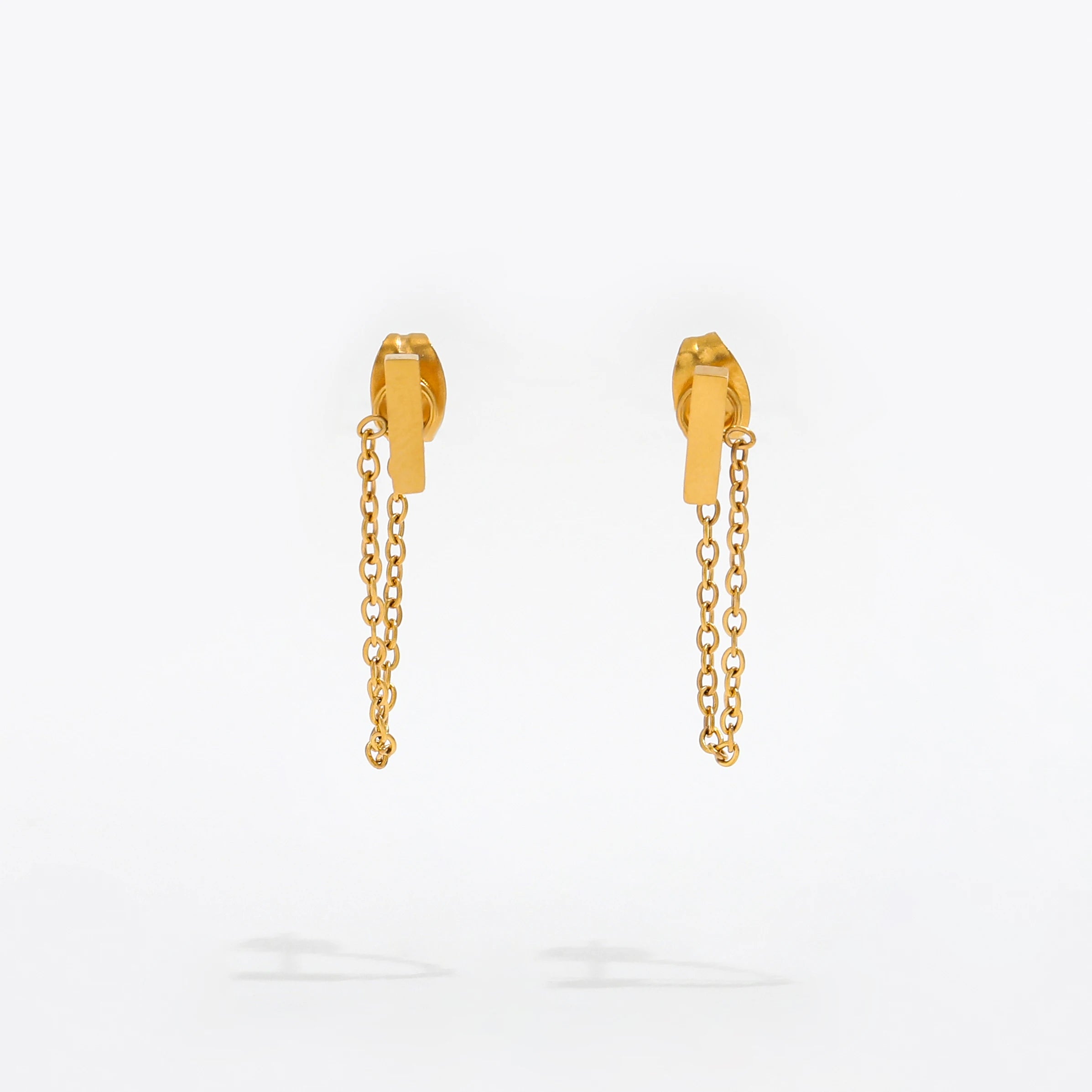 18K Gold Plated Bar Chain Drop Earrings for Women Stainless Steel Earrings Fashion Jewelry Wholesale