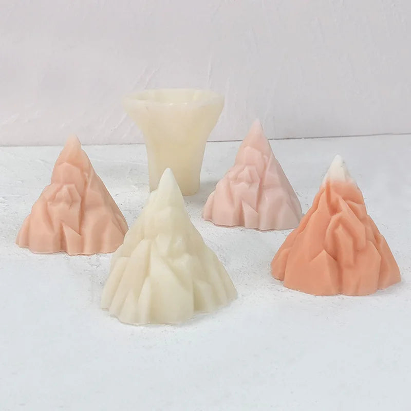 3D Snow Mountain Landscape Silicone Candle Mold Premium Food Grade Gradient Snowy Peak Soy Wax Aromatherapy Scented Candle