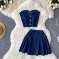 Women's Sets Summer Tops High Waist Denim Y2K Skirt Set Ropa Wholesale