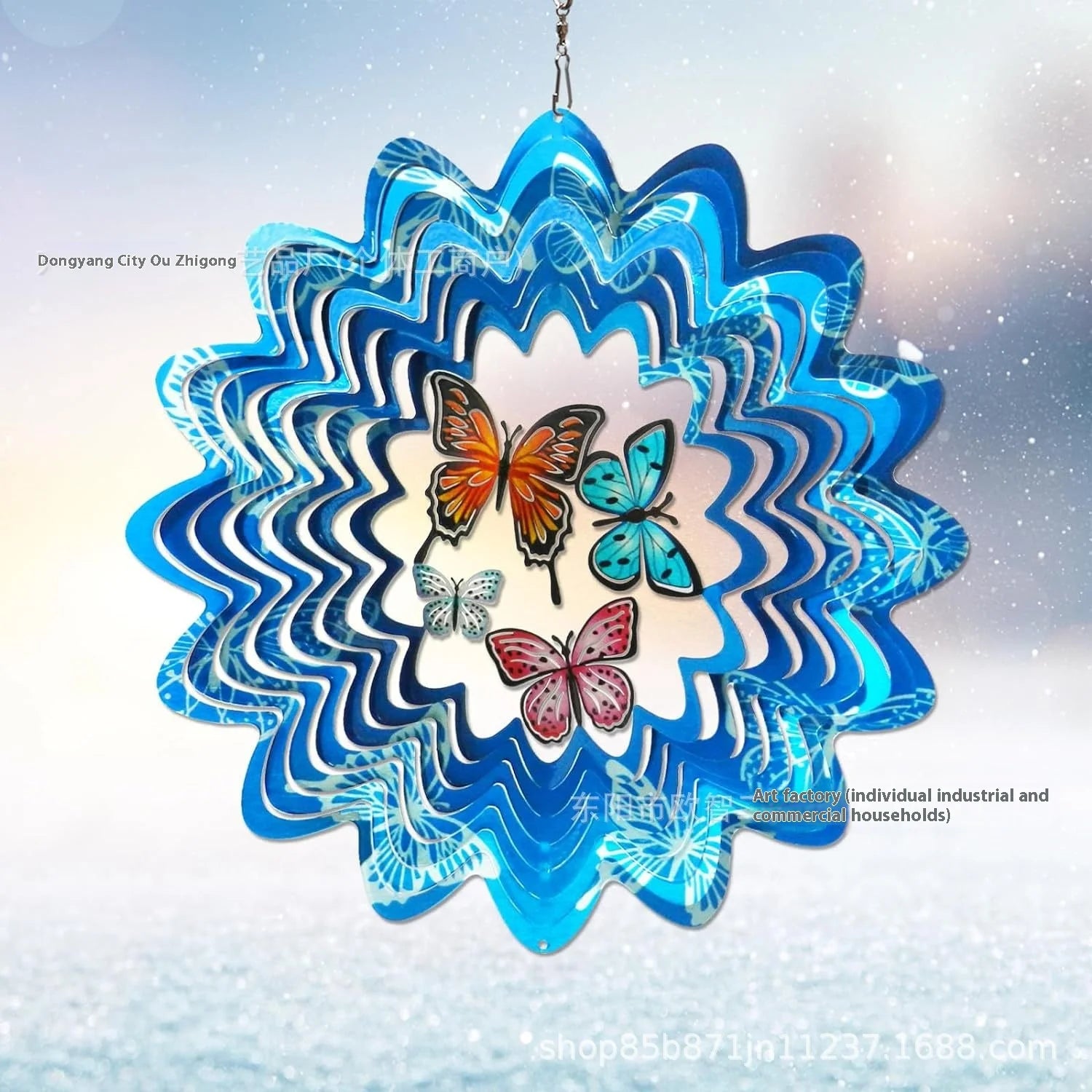 30D Garden Ornament Metal & Plastic Butterfly Wind Rotator for Indoor & Outdoor Use-Hanging Decoration
