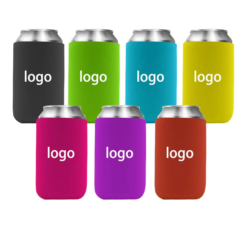 Custom Logo Printing OEM Blank Stitched Drinks Folding Neoprene Beer Can Cooler Sleeve Beverage Bottle Holder for Wedding Party