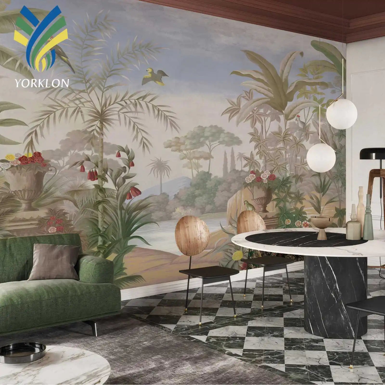 YKEAX 164 Custom Floral Tropical Plant 3D Mural Modern Design Self-Adhesive Wallpaper Rolls for Bedroom Decoration Waterproof
