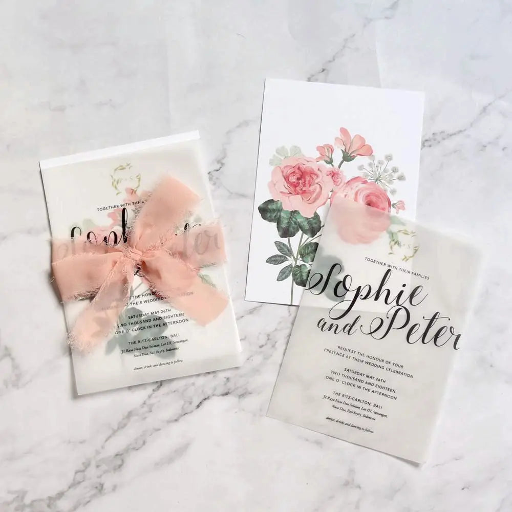 Vellum Wedding Invitation Cards Bridal Shower Invite With Envelopes for Marriage