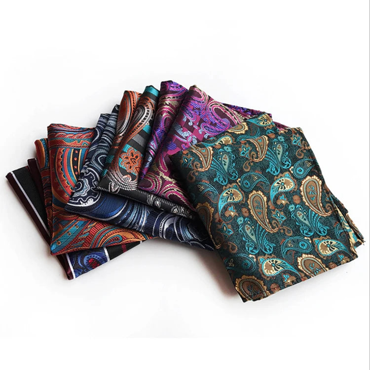 Jacquard Woven Pocket Squares for Men Fashion Handkerchief Custom Print Paisley Handkerchief for Men
