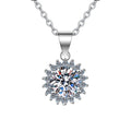 Hot Sale 0.5-5CT Moissanite Diamond Full Pave Pendant 925 Sterling Silver Necklace Platinum Plated Sun Flower Jewelry Gifts