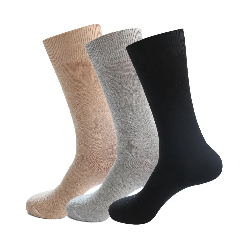 Wholesale Luxury Grey Black Plain Basic Socks Plus Size Organic Cotton Formal Business Dress Socks for Men