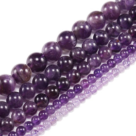 Wholesale Natural Amethyst Stone Beads Round Loose Gemstone Crystal Stone Loose Beads for DIY Jewelry Making
