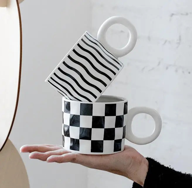 Creative Hand-Painted Ceramic Mug Retro Handmade Coffee Large Capacity Milk Tea Cup Unique Drinkware Breakfast Mugs Gift