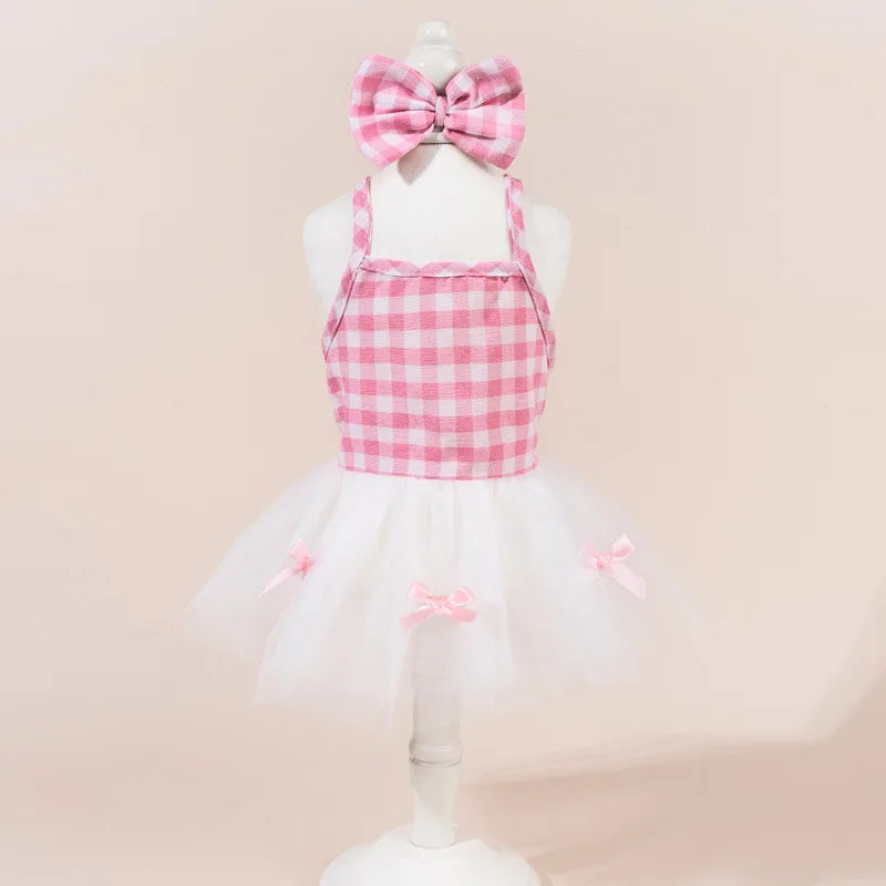 Spring and Summer Polka Dot Pet Clothes cat and Dog Camisole Skirts