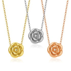 SC New Style Retro Flower Chokers Necklace Vintage Stainless Steel Necklace Trendy Gold Silver Rose Pendant Necklace for Women