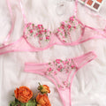 Chuangerm 2025 Hot Sale Underwire Brief Sets Multicolour Transparent Thin Mesh Lace Embroidery Floral S-XL Lingerie Sets Exotic