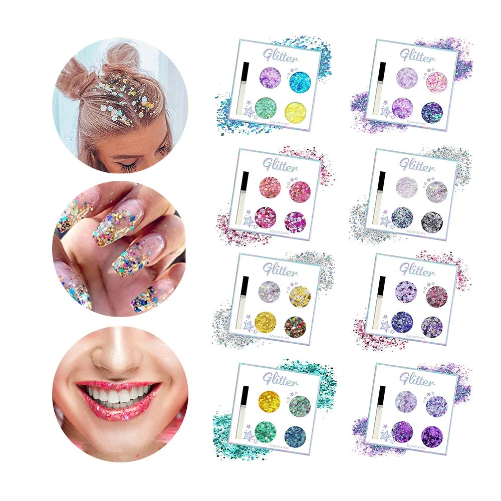 Hot Selling Mix Chunky Eyeshadow Nail Glitter Polyester Holographic Cosmetic Face Body Glitter for Makeup Decoration