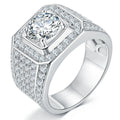 Man Moissanite Ring 1ct 6.5mm Round Brilliant Cut Moissanite 925 Sterling Silver Moissanite Man Ring