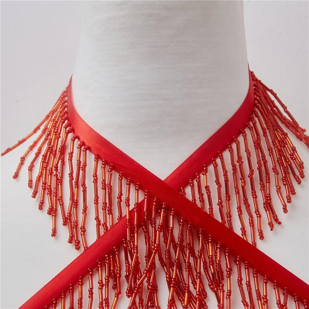 G008 Multi-section Tube Home Textile Accessories Hats Beaded Fringe Tassel Lace Curtain Spikes
