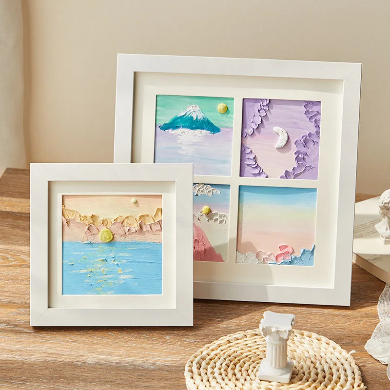 Oil Stick Photo Frame DIY Painting Quadrille square 6inch Special Picture Frame Handmade Bright Color Hanging Wall Wholesale
