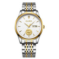 OLIKA Men's New Double Calendar Automatic Mechanical Watch Business Style Waterproof with Stainless Steel Band 22mm Width